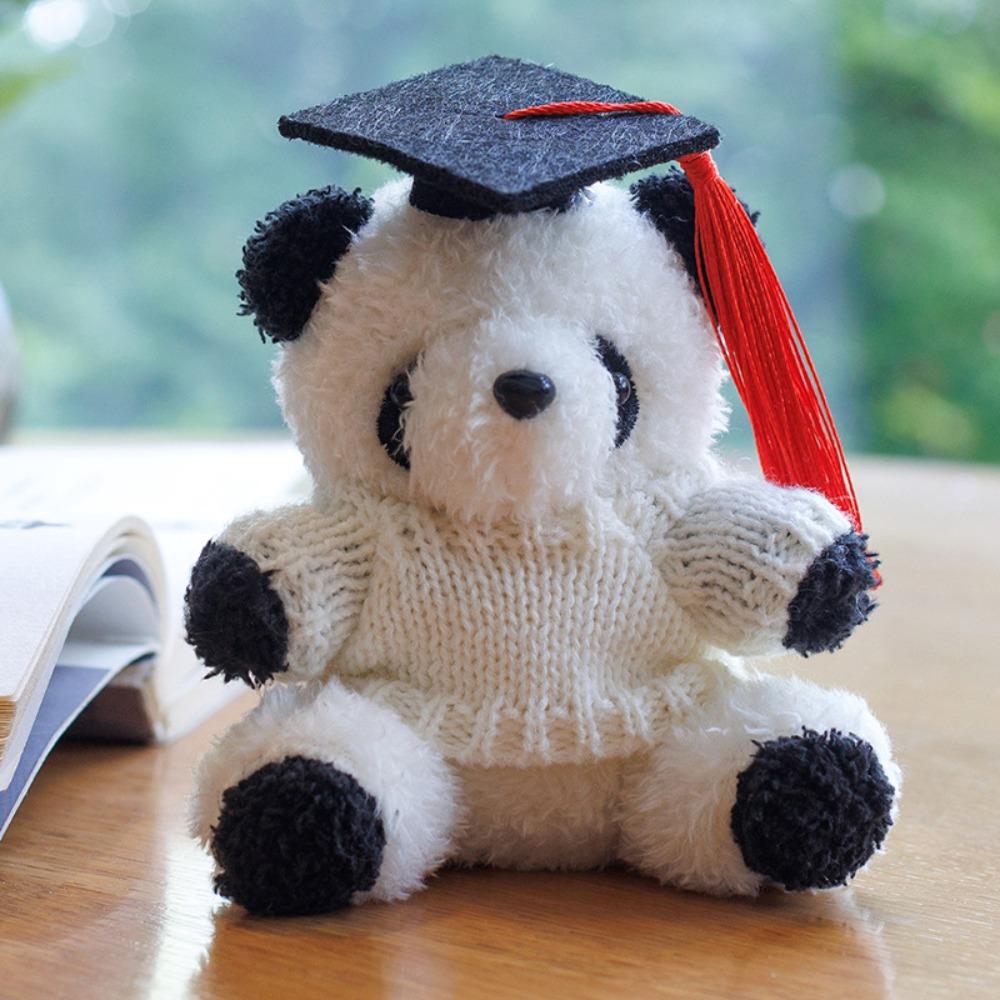 

10cm Panda Doctor Bear Plush Toy Cute Bag Hanging Pendants Creative Graduation Gift Graduation