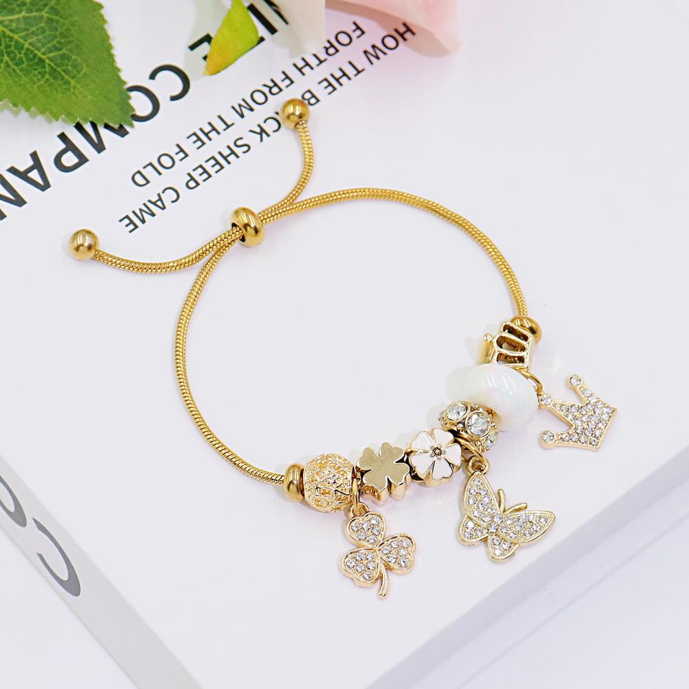 

Adjustable Stainless Steel Butterfly Bracelet with Crystal Inlay Charm Jewelry for Women Fashion Gift