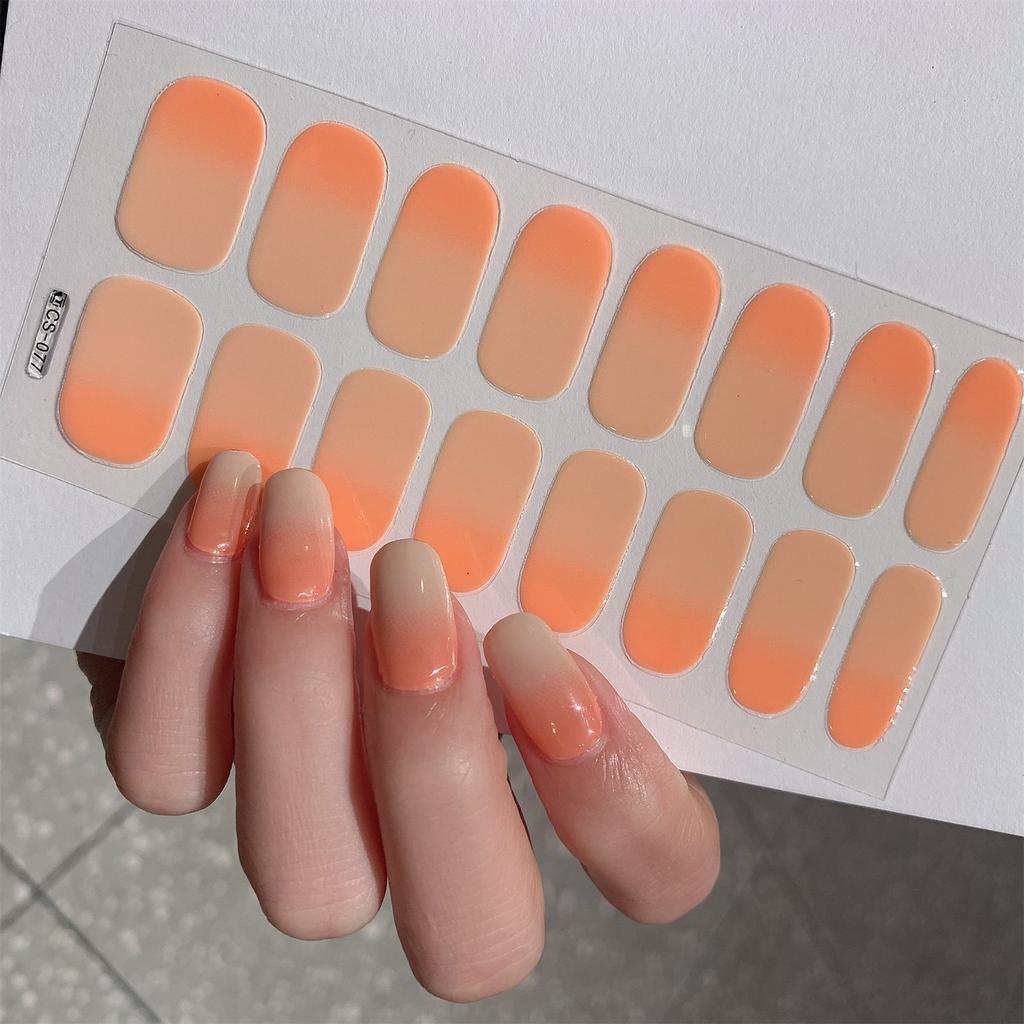 1 Sheet Semi Cured Wrap Gradient Nail Sticker Multi Color Solid Gel Full Cover Slider No Need UV Lamp Cured Fast Gel Nail Decal