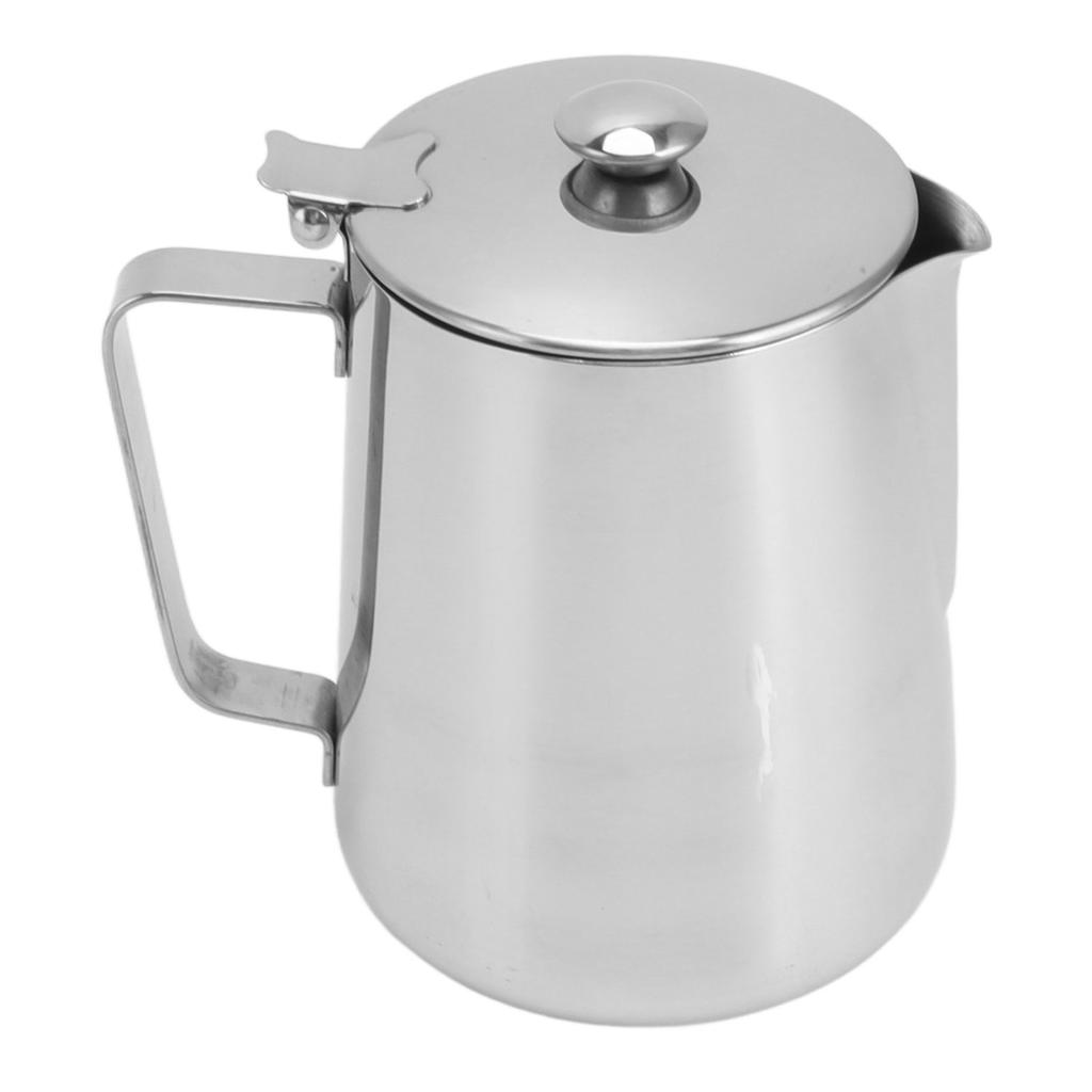 Milk Frothing Pitcher Steaming Pitcher Stainless Steel Coffee Milk Cup Milk Frother Cup with Lid