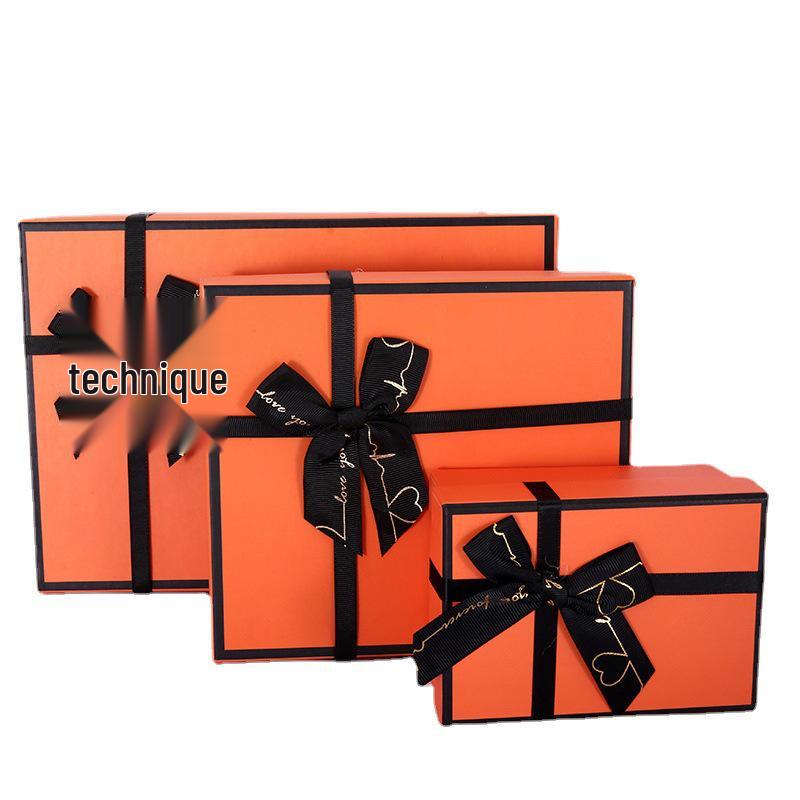 High-End Orange Jewelry Gift Box | Stylish Empty Packaging for Souvenirs