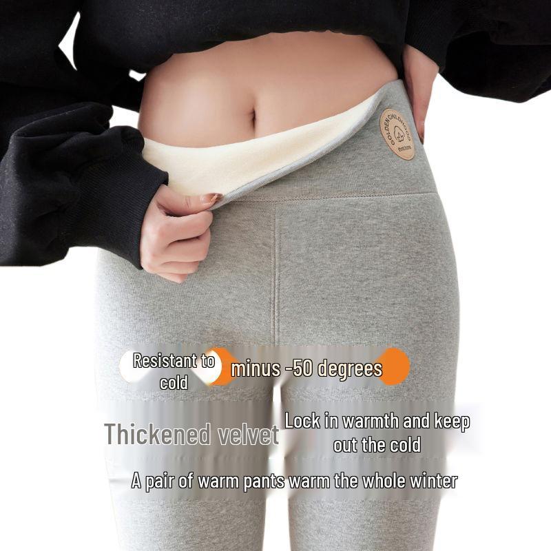 Superdicke Winterleggings für Damen, gefüttert mit Lammwolle, hoher Bund, 800g, Übergröße.