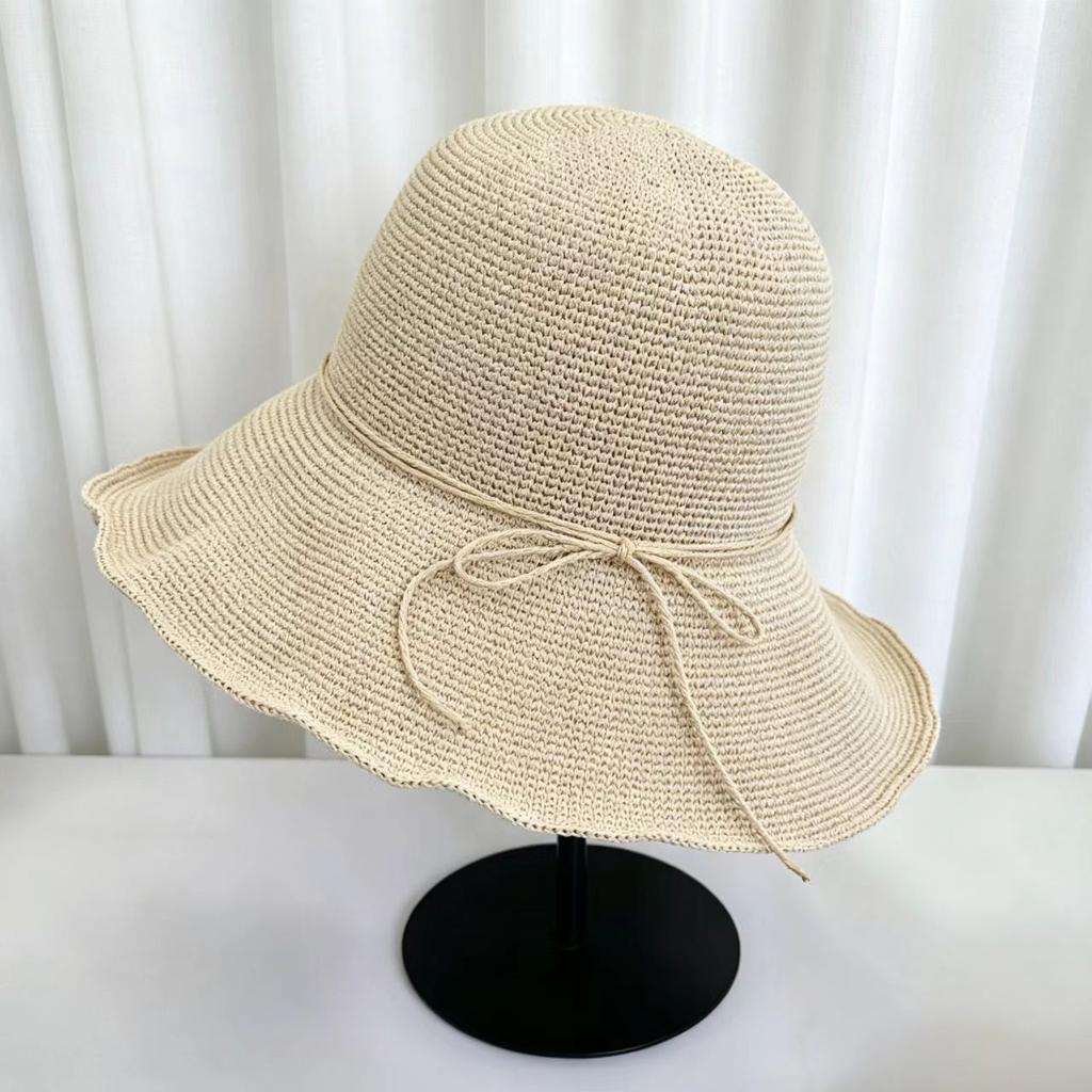 Ultra-fine Woven Handmade Grass Woven Bucket Hat Women's Travel Big Eaves Fake Sunscreen Visor Summer Lafite Straw Hat