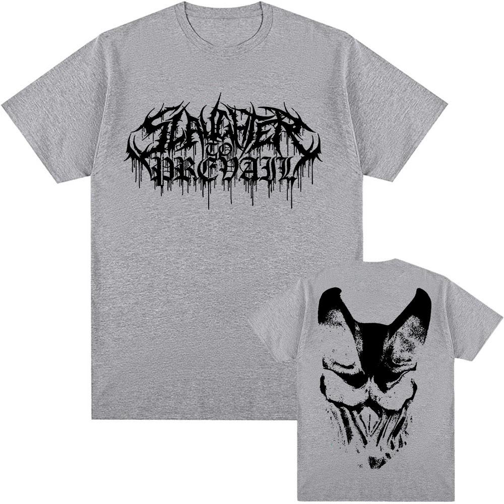 White Logo Mask Graphic Tees SLAUGHTER TO PREVAIL Rock Band Tshirts Hip Hop Unisex Streetwear Cotton Short Sleeve Male T Shirt
