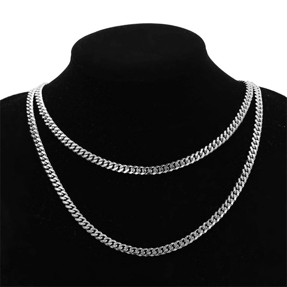 Hip Hop 4mm Curb Cuban Link Chains Gold Silver Color Stainless Steel Chain Necklaces For Men Women Vintage Jewelry Gift 2025