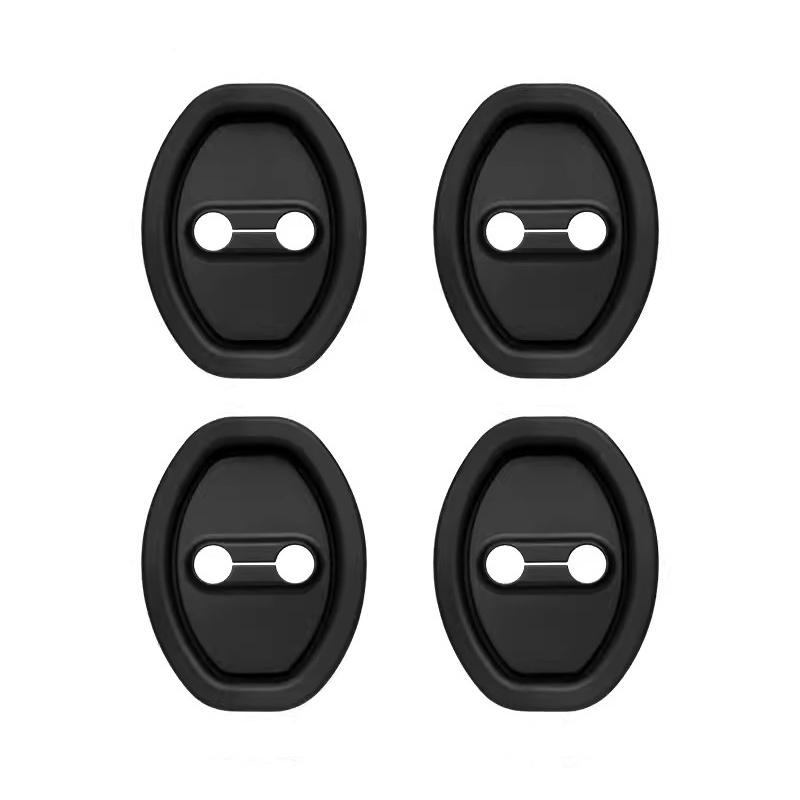 

4 шт. Защитная накладка на дверной замок автомобиля Универсальная силиконовая накладка-амортизатор для двери Бесшумная демпфирующая подушка Утолщенная противоударная накладка чёрный