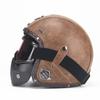 Custom Vintage 3/4 Open Face Motorcycle Helmet Men Women Handcrafted PU Leather ABS Shell