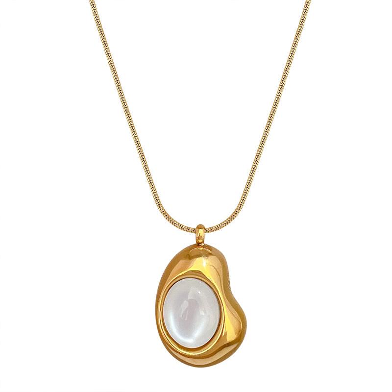 Cat'S Eye Beans Personalized Minimalist Wind Stove Real Gold Necklace Female Collarbone Chain