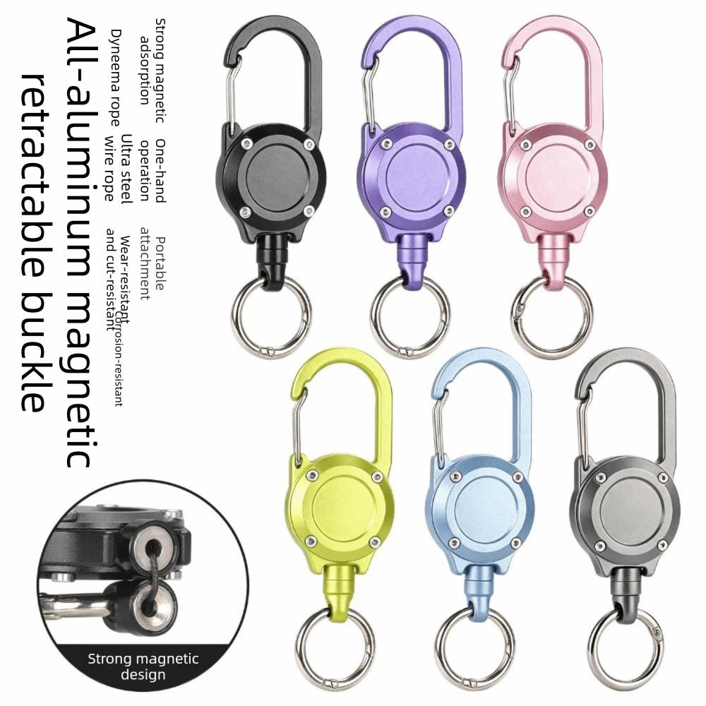 Steel Cable Retractable Keychain Aluminum Zinc Zinc Alloy Retractable Key Holder Camping
