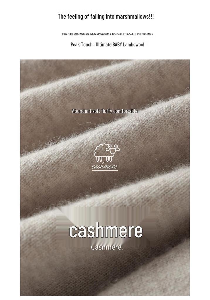 Autumn 2026 Women's Cashmere V-Neck Sweater – Elegant Solid Color, Rolled Hem, Loose Fit, Slimming, Warm Base Layer.