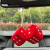 2x Car Dice Ornament Rearview Mirror Hanging Ornaments Car Styling Plush Fuzzy Dice Decoration Auto Interior Accessories Pendant