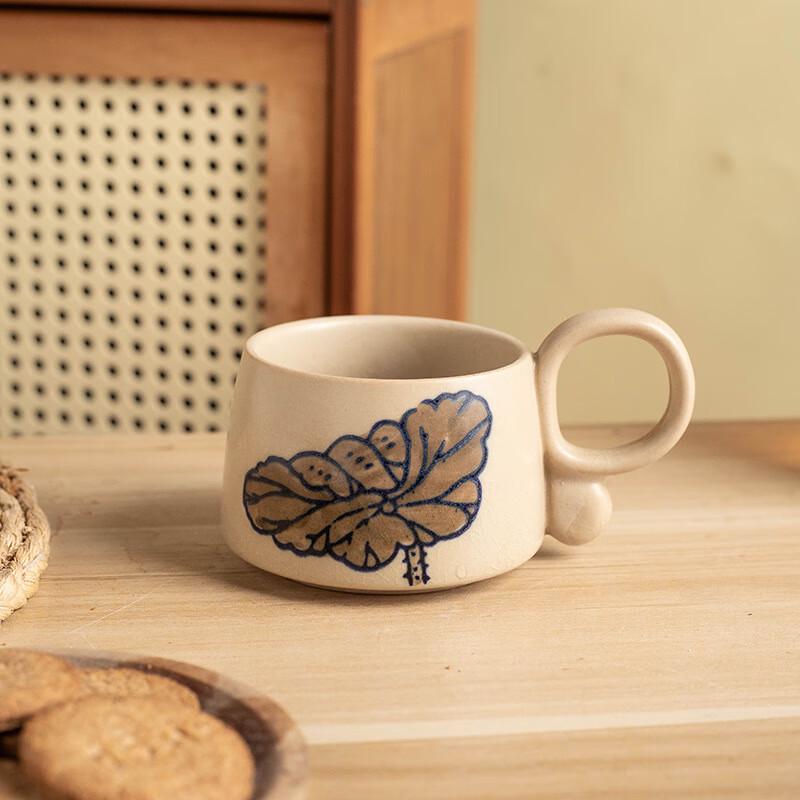 Shangqi Ceramic Coffee Mug Set with Lotus Leaf Ice Crack Design