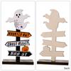 1pcHalloween Wooden Ornaments Pumpkin Ghost Bat Party Tabletop Dining Table Ornaments Holiday Gifts