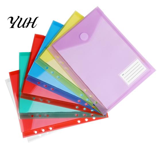 Dustproof Document Holder Clear Poly Envelope Binders Pocket Insert with Hook And Loop Closure, Plastic Project Organizer Documents File Folders Label