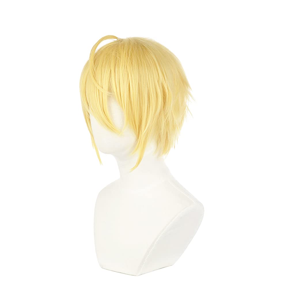 Heat-resistant Cosplay Wig, "Second Castle" Gold, Cool Short Hair, Perfect for Parties and Disguises. Includes Bonus Net.
