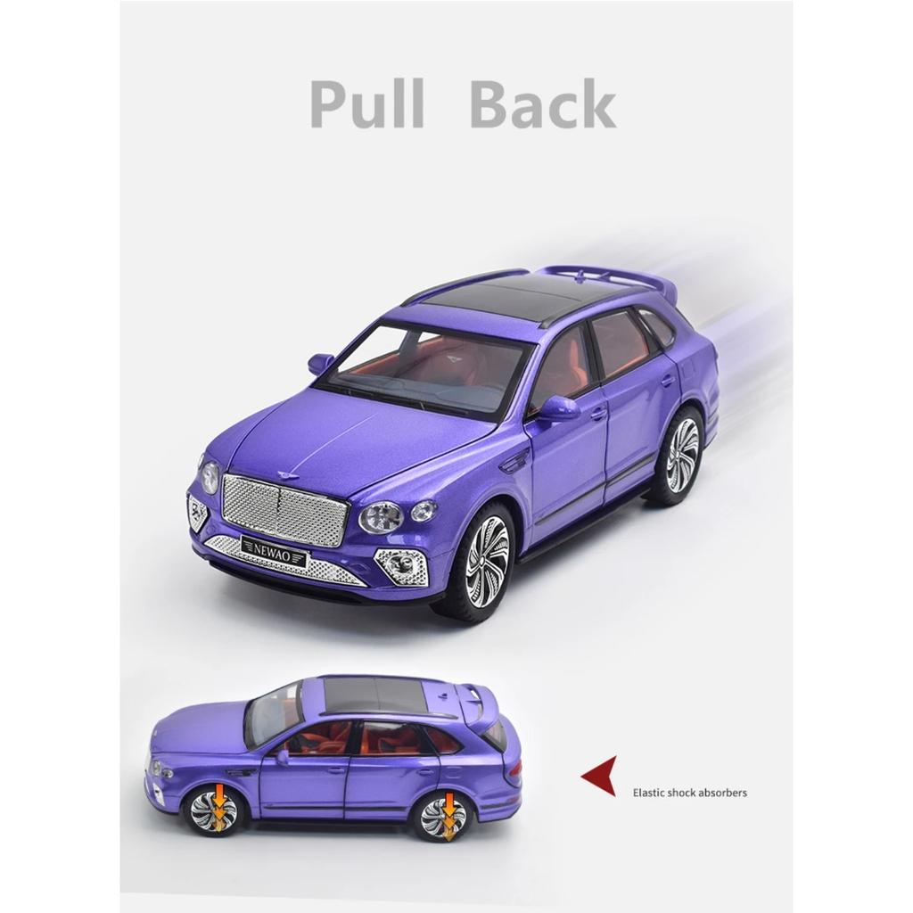 1/24 Bentley Bentayga SUV Alloy Luxy Car Model Diecast Metal Toy Vehicles Car Model Simulation Sound and Light Collection Gift