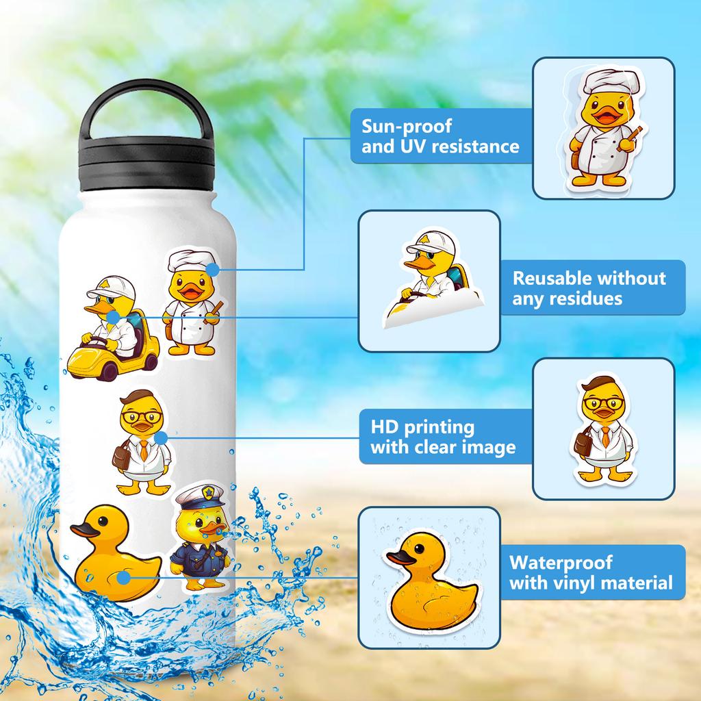 50 Various Cute Stickers for Little Yellow Duck Cartoon New Products Internet Celebrity Little Yellow Duck Animal Graffiti Stickers