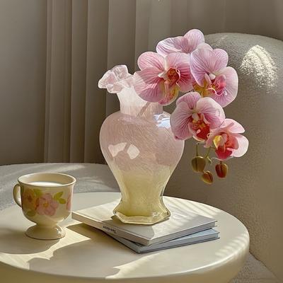 French Medieval Glass Vase High-end Ornament High-value Hydroponic Flower Arrangement Decoration Dining Table Home Simple Flowers