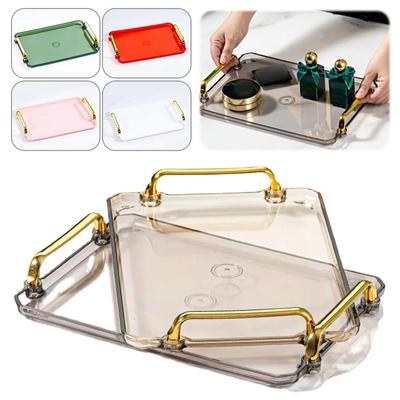 Nordic Style Plastic Serving Tray Non Slip Tea Tray  Home Kitchen Fruit Dessert Sundries Tray Multi-function Kitchen Organizer