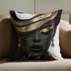 Black and Gold African Woman Throw Pillow Cover Modern Abstract Art Print Decorative Cushion Cover for Glam  Home Decor