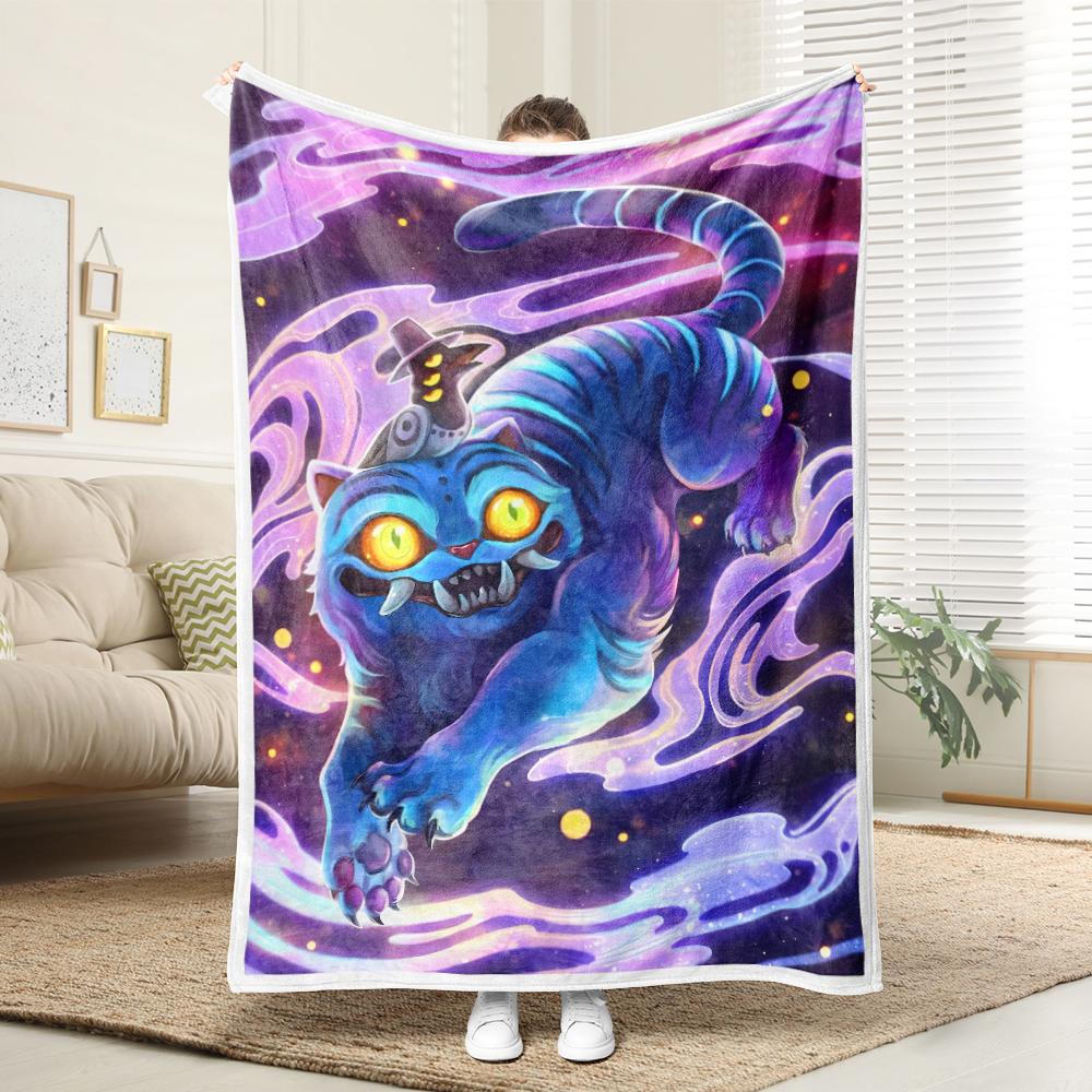 K-pop Охотники на демонов Фиолетовая магия — это мило и весело!Одеяло с аниме-девушкой и фэнтезийным монстром, удобное и модное дома 30x40in