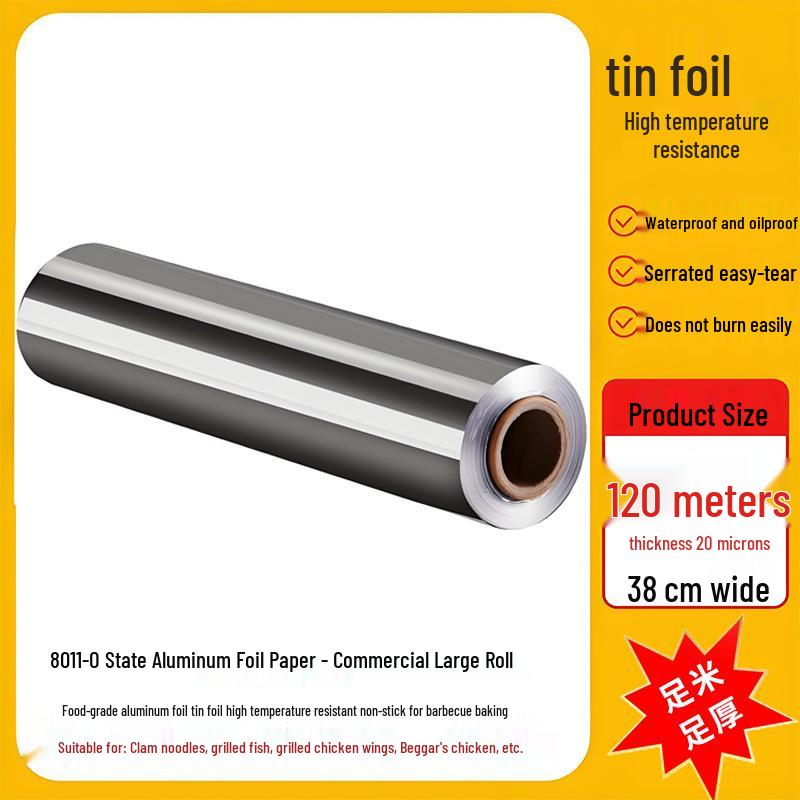 Thickened Commercial Food-Grade Aluminum Foil for Barbecue, Air Fryer, and Oven Use