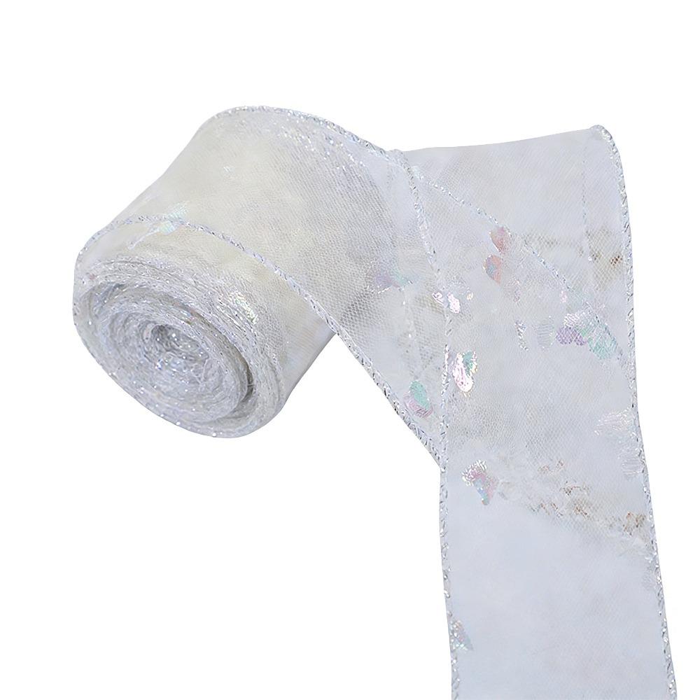 4cm Width Organza Ribbon 10 Yards Length Solid Color Wired Ribbon Mesh Style Hot Stamping Satin Ribbon Gift Wrapping