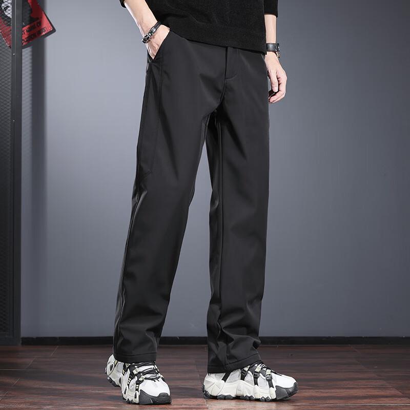 Jie Leinuo Men's Outdoor Water-Resistant Straight Leg Soft Shell Pants