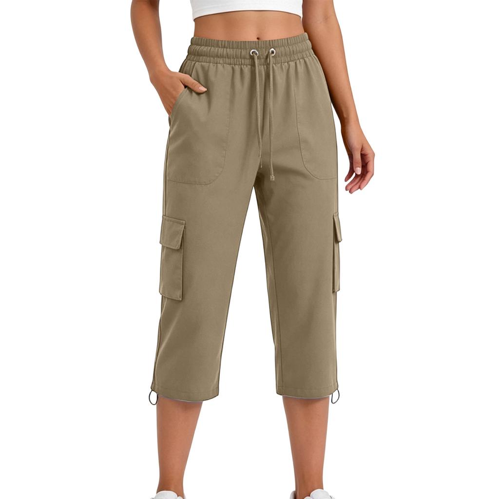 Women's High Waist Straight Leg Cargo Pants with Pockets Color Casual Everyday Wear