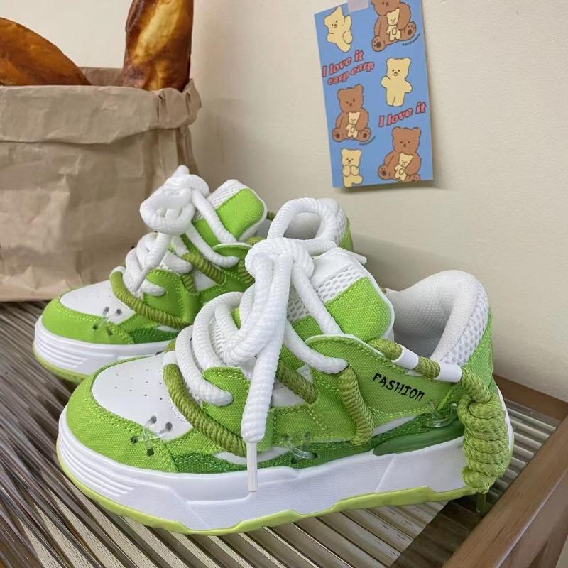 

Guochao College niche trend thick-soled straps men s retro heightening sports men s shoes tide 44 зелёный