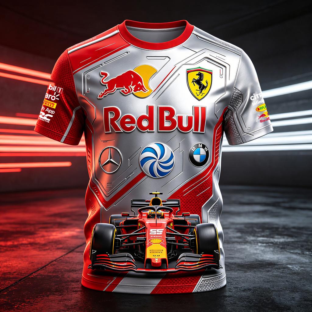 Red Bull Racing Suit 3D Printed T-shirt Suitable for Both Men and Women, Casual Sports T-shirt