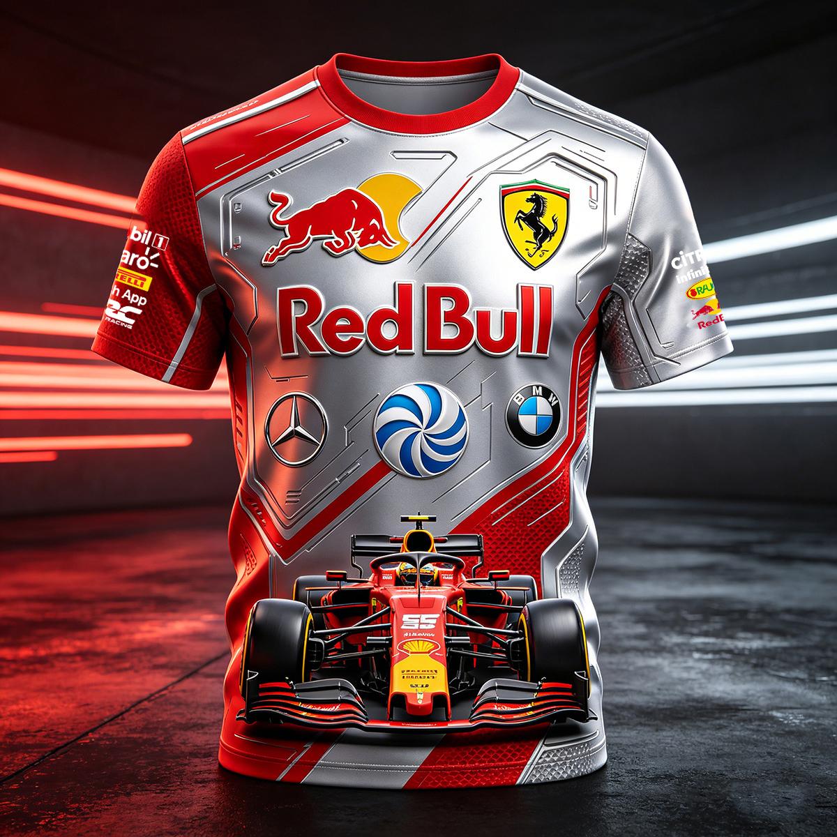 

3D-принтована футболка Red Bull Racing Suit, підходить для чоловіків і жінок, повсякденна спортивна футболка M