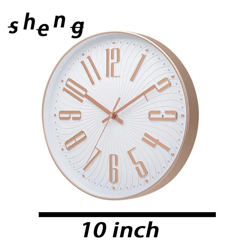 10 Inch Simple Mute Wall Clock Does Not Tick Round Three-dimensional Wall Hanging Clock for Study Classroom Living Room School