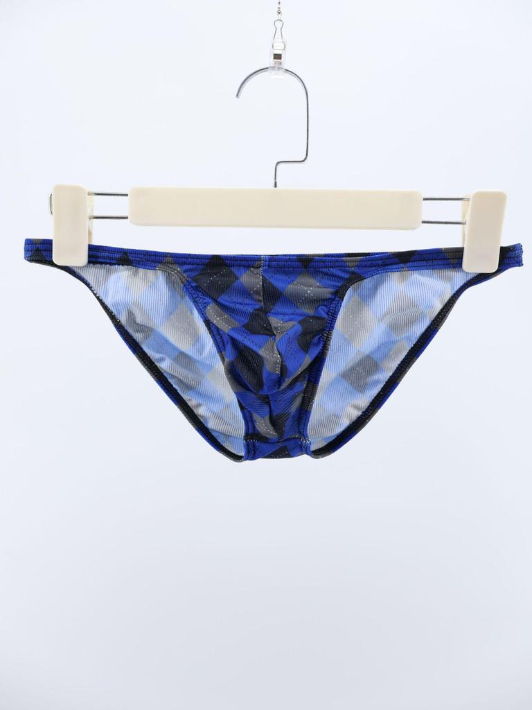 Plaid Ice Silk Ribbed Men's Breathable Underwear Triangle Briefs