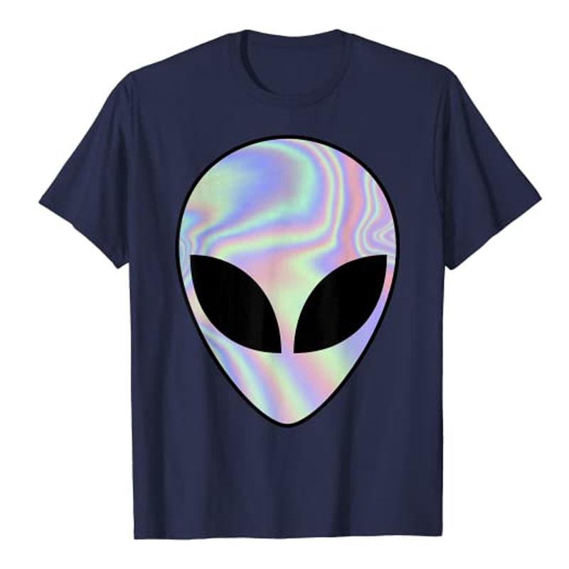 Alien Head TShirt Colorful AlienUfo Rave Tee Y2k Top I Want To Believe Graphic Outfits Funny Believers In Life On Mars Clothes