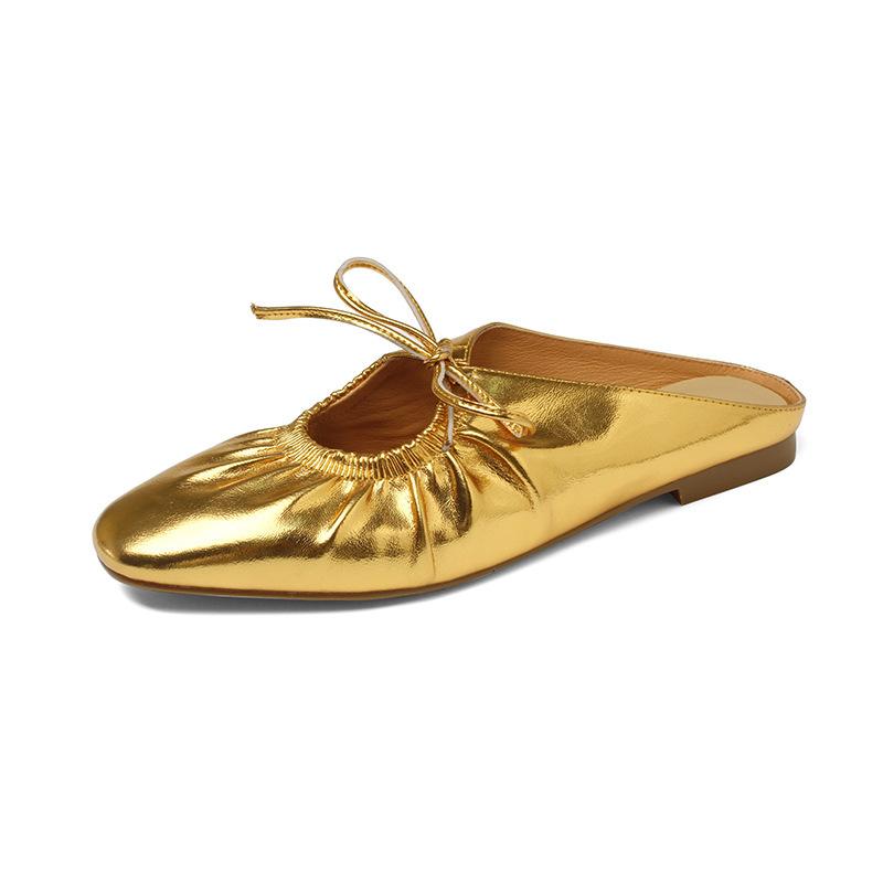 

Женские балетки, женские кожаные туфли, узкие серебряные балетки, блестящие золотые туфли с круглым носком, весенняя обувь 39 золотой