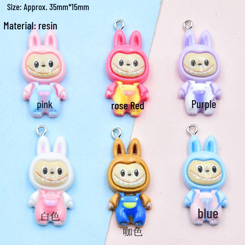 Colorful Cartoon Resin Rabbit Pendant for DIY Jewelry