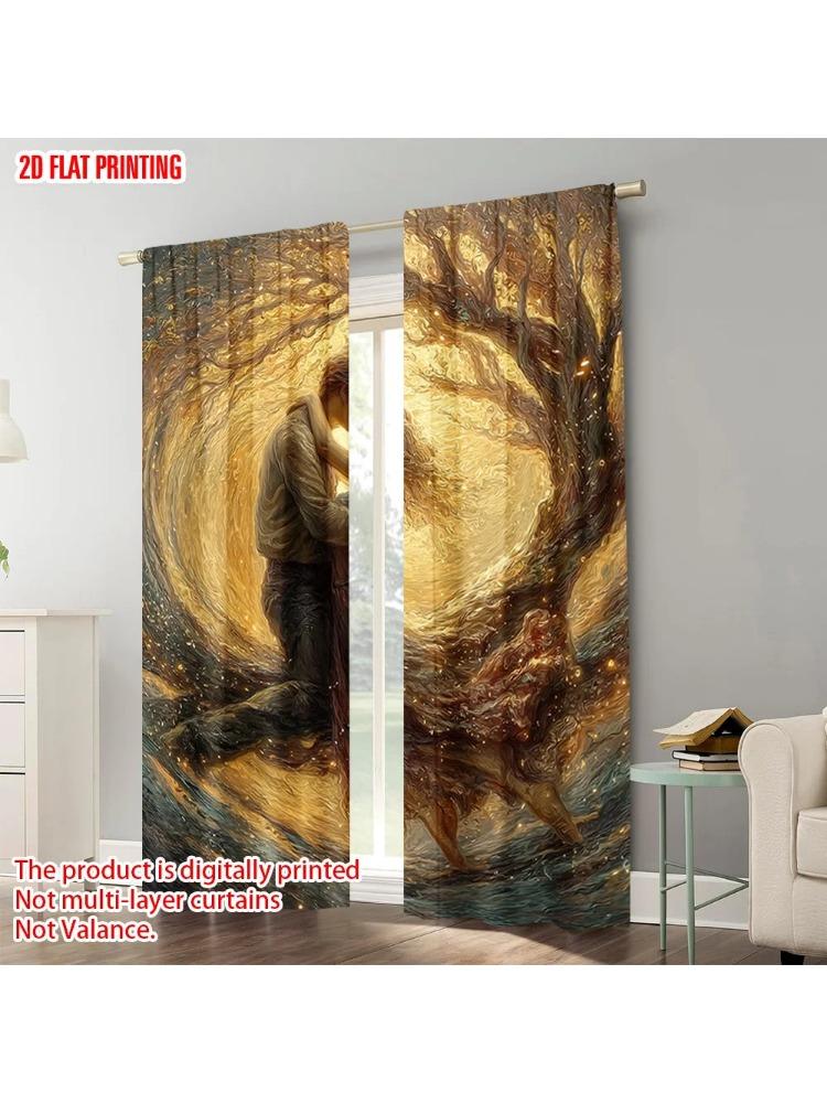 

Set Of 2 Plane Printing Popular Curtain Panels Valentine Day Easter Polyester Easy Install Without Rod Versatile All Ldeal W100*H70(CM)-Rod Pocket&2PCS