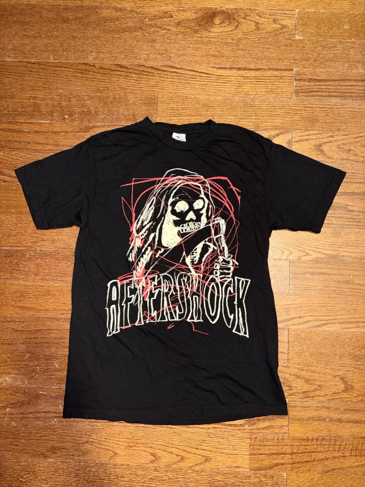 2023 Aftershock Skull Band T Shirt Mens M Black Y2K Punk Grunge Tool Korn 311 Unisex T-Shirt S