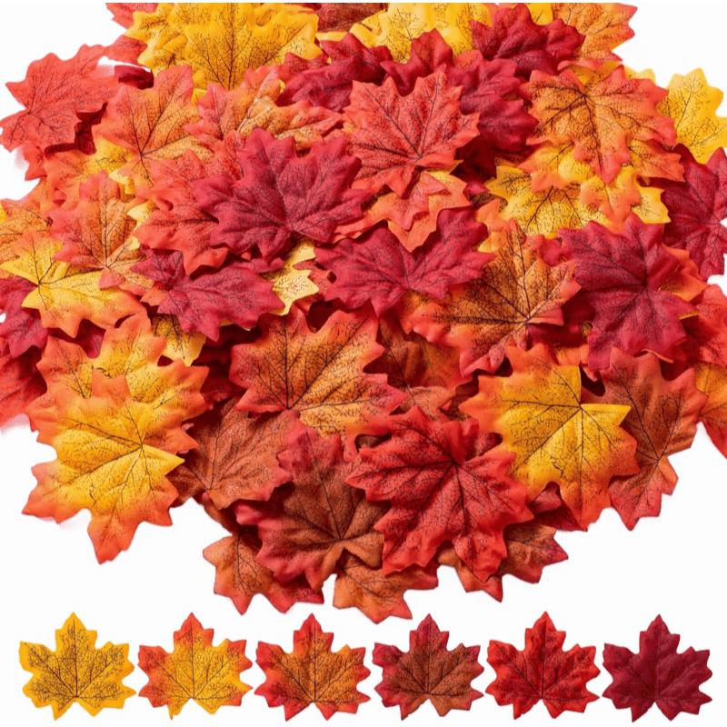72Pcs 3.1inch Artificial Maple Leaves 6 Colors Autumn Leaves Thanksgiving Autumn Leaf Decorations Wedding Party Props Table Decoration Crafts 72Pcs