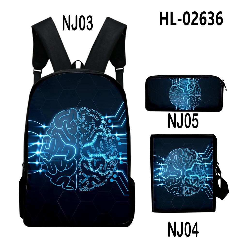 Stile Classico Novità Tecnologia Stampa 3D 3pz/Set pupilla Zaini Scolastici Zaino Daypack per Laptop Borsa a spalla inclinata Astuccio