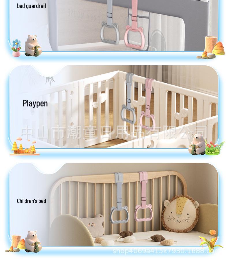 Barieră de Siguranță pentru Bebi cu Inel de Tragere - Apărătoare Laterală pentru Pătuț pentru Practica Mersului și Stândului în Picioare