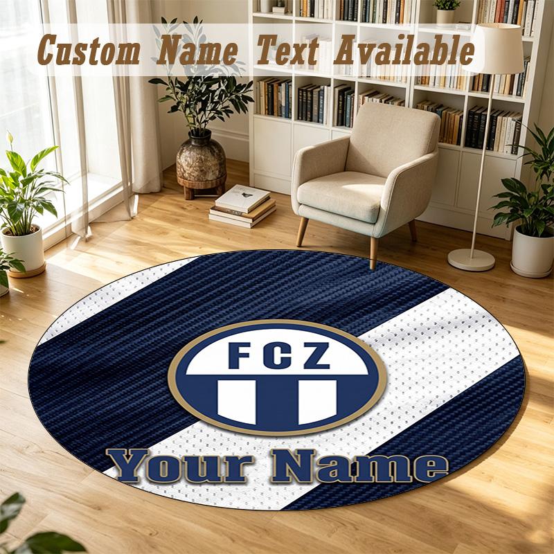 Round Rug Custom NameFC Zürich Pattern Non Slip Carpet Home Floor Decor