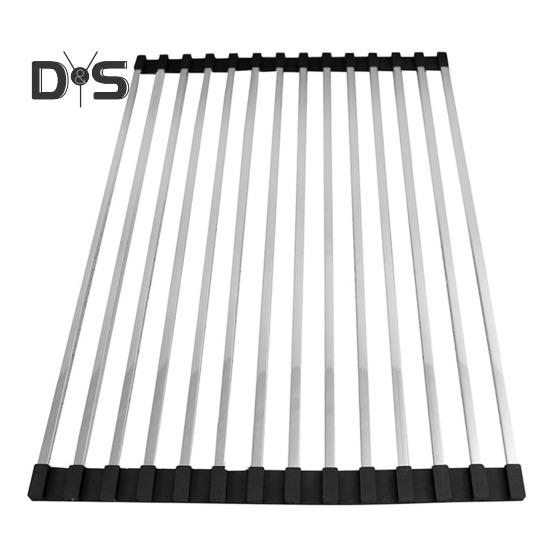 

Складная сушилка для посуды, сушилка для слива из нержавеющей стали для кухонных столешниц, термостойкая, нескользящая, складная, коврик для мойки, кухонная подставка для организации пространства C чёрный