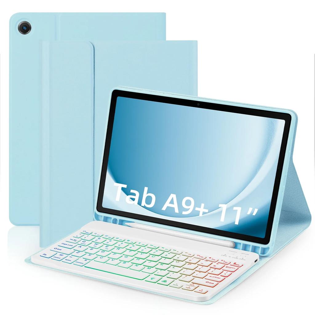 Backlight Keyboard Case for Samsung Galaxy Tab A9 Plus A9+ 11 Inch X210 X215 X216 Korean Portuguese Spanish Keyboard Cover Funda