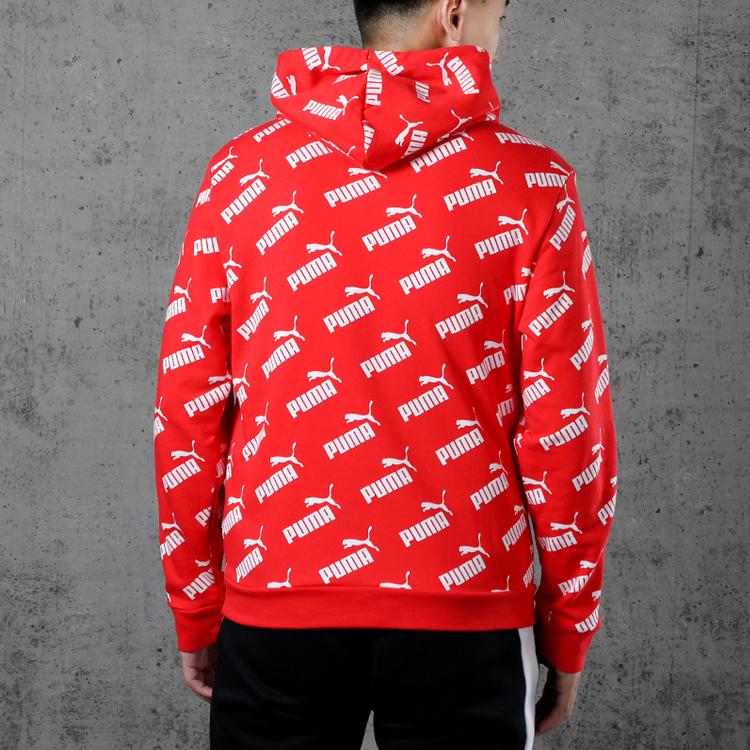 Puma Amplified Logo All-Over Print Hoodie Men Hoodies Red 582795-11