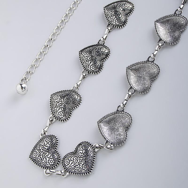 Waist Metal Classic Chain For Women With Heart Pendant And Floral Design For Fashion Accessory