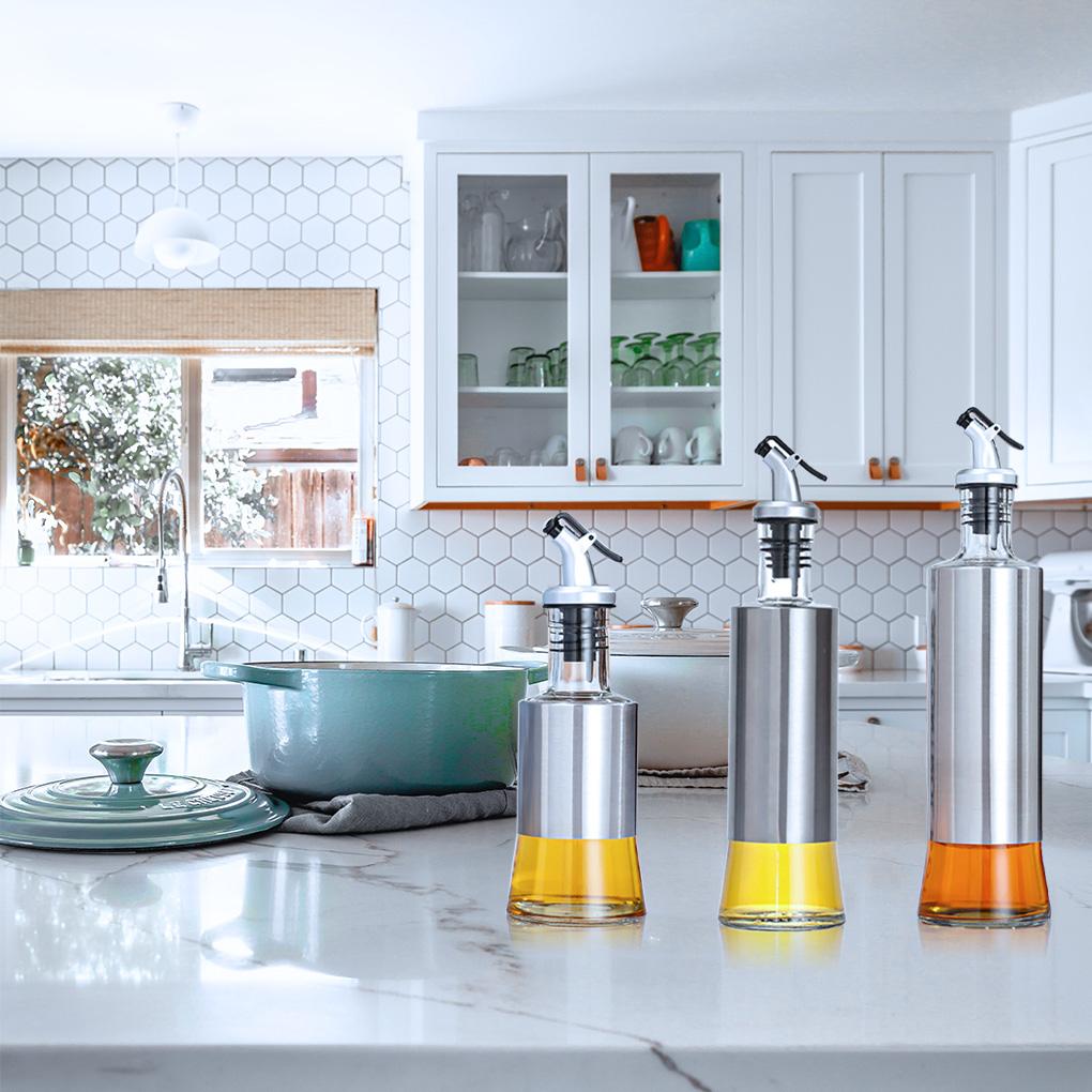 Oil Bottle Seasoning Bottles Container Stainless Steel Kitchen Supply Dispenser Non-slip Storage Tool Sauce for Soy Vinegar