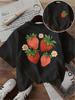 Cute Strawberry T Shirt Funny Fruit Flower Graphic Double Sided Print Unisex Harajuku Aesthetic Loose Short Sleeve Summer Tops