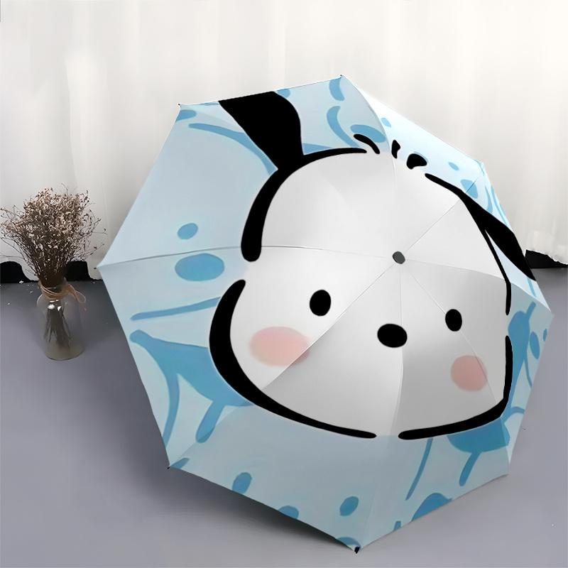1pc Pochacco Automatic Opening/Closing Umbrella with Foldable Design, 8-Bone Iron Frame, Outdoor, Ideal Gift for Fans, Travelers, Daily Use, Festive P